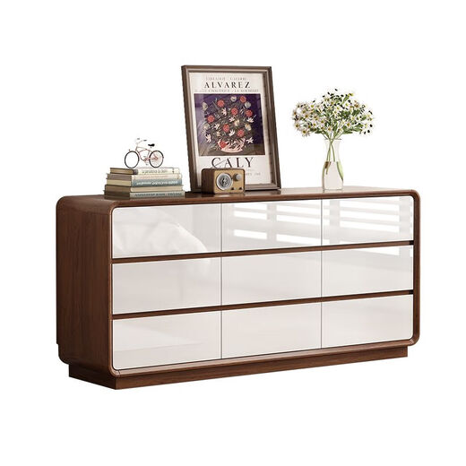 Xianqingyashe Drawer Cabinet Bedroom Storage Cabinet Living Room Wall Storage Cabinet Simple Modern Nine-drawer solid wood drawer cabinet at the end of the bed Nine-drawer cabinet + dressing table (stool included) Entry package installation