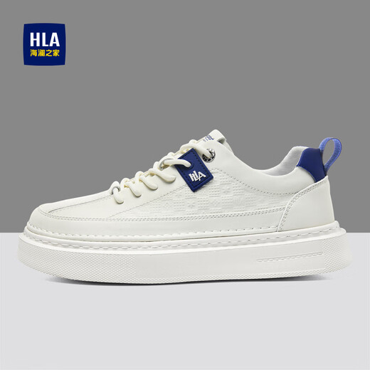 
HaiLan Home HLA men's shoes summer 2025 new classic board shoes men's breathable height-enhancing shoes versatile men's casual shoes non-slip shoes men's white and blue 42 (sports size)