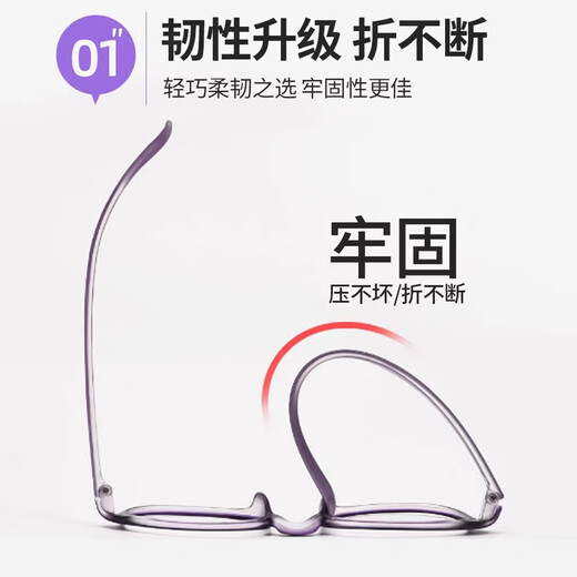 蔡司德国进口老花镜女士高清防蓝光时尚高档正品老人眼镜品牌十大排名 蔡司出品视特耐镜片-866磨砂紫 防蓝光-老花150度(建议50-54岁)