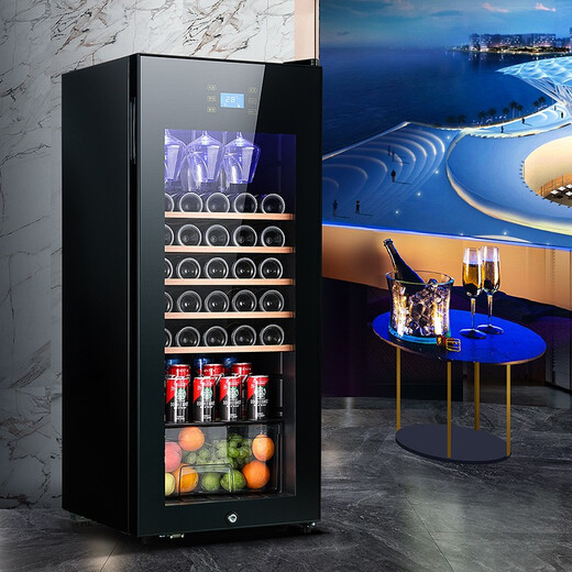 Zunbao BJ-158G red wine cabinet compressor wine cabinet constant temperature wine cabinet home living room small red wine cabinet refrigerated glass display tea preservation cabinet 1.3 meters fully equipped 158L ordinary door