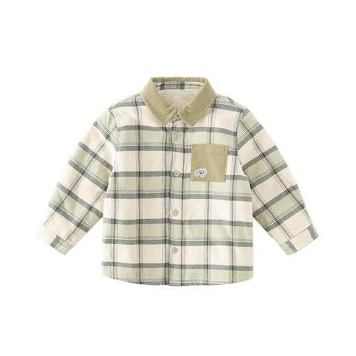 DAVE&BELLA velvet boys' shirts, fashionable children's tops, children's clothes, baby boy's shirts, autumn and winter new children's clothing, gray green, in stock, 120 cm (recommended height 110-120cm)