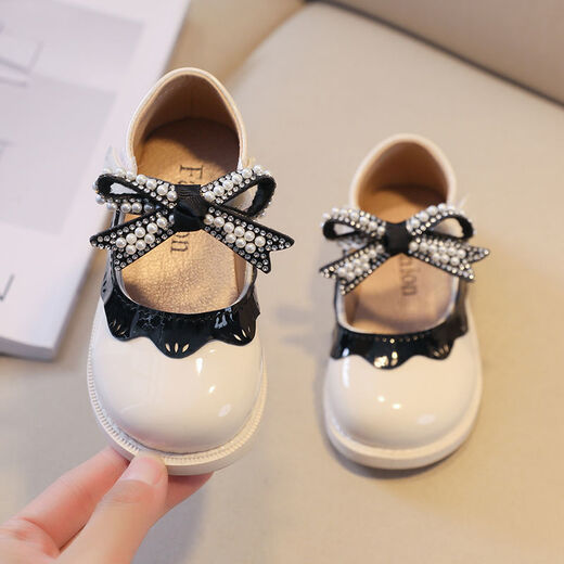 G.duck Little Yellow Duck Girls Leather Shoes 2026 New Spring and Autumn Soft Sole Baby Princess Shoes Children's Shoes Non-Slip Girls Single Burgundy H615 21 / Inner Length 13.5cm