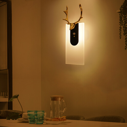 Intelligent human body induction lamp for home aisles, Nordic light luxury, charging, automatic lighting, sound control, light control, magnetic suction, wiring-free, corridor, staircase, corridor, living room, wall lamp, night light, others, square black and white light (human body induction)