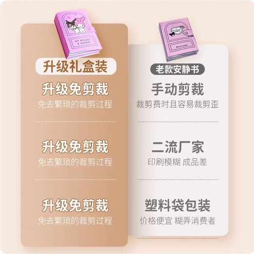 
Yitong Duo Sanrio Quiet Book Girls without Cut Handmade Diy Material Pack Children's Toys Kulomi Full Gift Boxes Kulomi and Melodi's Day (Box)