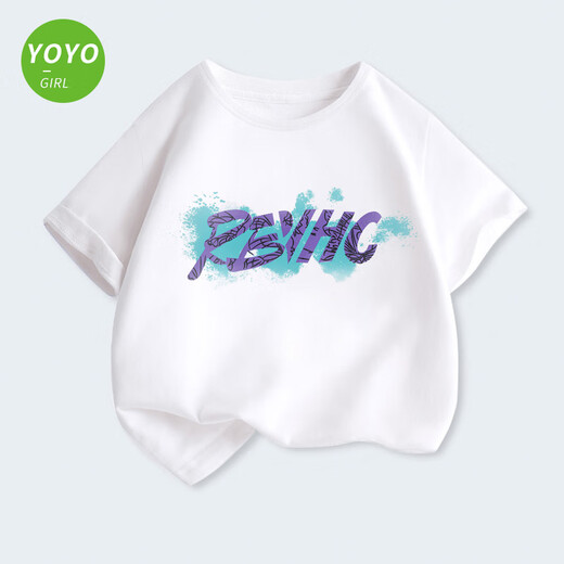 
Pitt Pitt Girls Short Sleeve T-shirt Summer 2025 New Fashionable Half Sleeve Summer Children's White T-loose Top 9905 White 140 cm