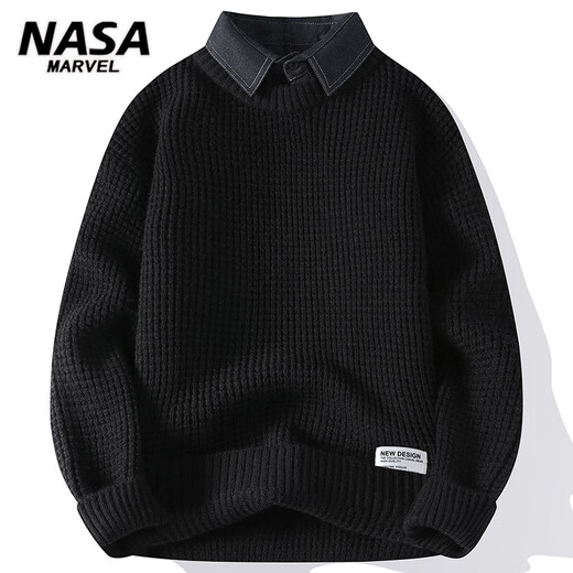 NASA Marvel adolescent le plus chaud Faux pull en deux pièces pull en tricot Sweater Men de base polyvalent
