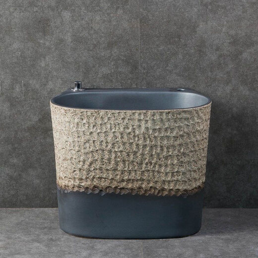 CLCEY balcony outdoor mop pool integrated raised mop pool home bathroom courtyard rectangular ceramic sink basin D type mop pool (send water)