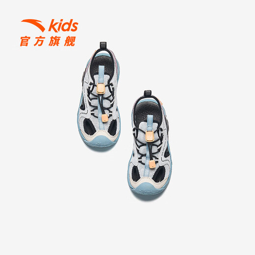 Anta River Tracing丨Children's Sandals Boys' Beach Shoes 2024 Summer New Baotou Breathable and Comfortable Soft-soled Outdoor Shoes Boys Mai Qiao Gray/Mud Lime/Dust Purple-1 30 Size