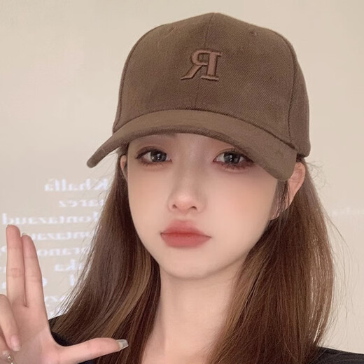 Brushed baseball cap, men's and women's high-end deep-top peaked cap, versatile all-season style, face-showing small sun visor, brown