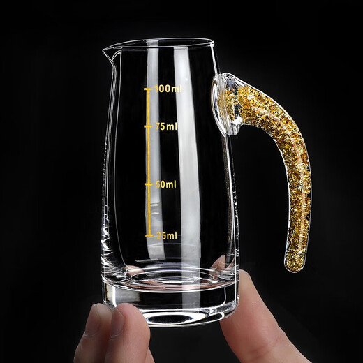 MIDOC household gold foil high-end wine set, white wine cup, wine dispenser, bullet cup, small glass wine cup, luxury 10 pots, 10 cups ladder rack) gold foil pot + gold tracing cup