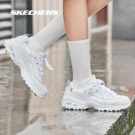 
Skechers women's shoes Spring and Autumn 2025 new thick-soled height-enhancing daddy shoes retro generation panda shoes versatile fashion white shoes 11979-WSL/white 35