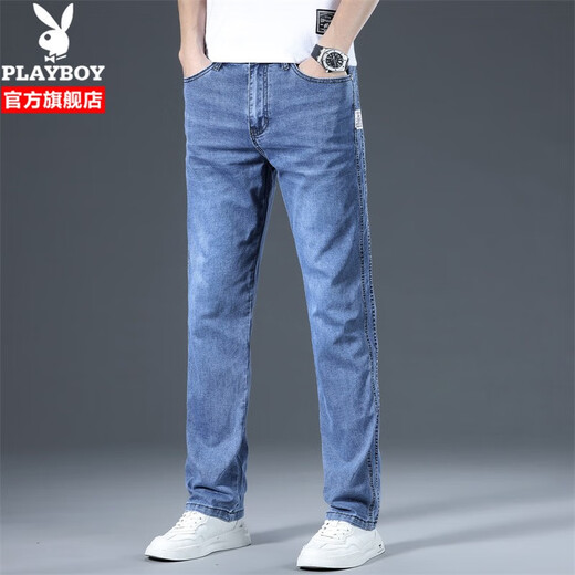 Playboy (Playboy) Straight Jeans Männer loser Frühling und Herbst Neue trendige amerikanische High Street Elastic Casual Long Hosen Herren 702 Blue 31