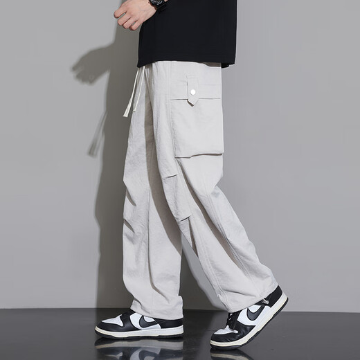 Dingfengbaoluo Seda de seda de secado rápido Pantalones casuales de secado rápido para hombres de trabajo estadounidenses masculinos de moda