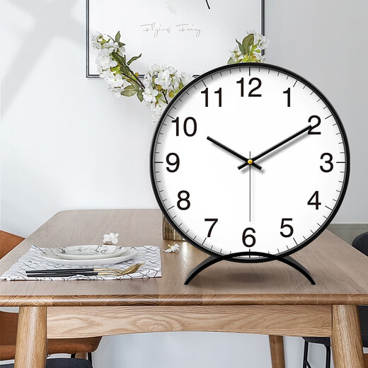 Momen pendulum clock quartz living room desktop metal desk clock home desktop fashion clock sitting clock with beautiful meaning white surface (metal frame) 36cm14 inches