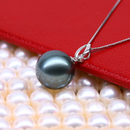 Fat Donglai quality Tahitian black pearl pendant mother-of-pearl necklace single clavicle necklace 8mm-9mm black