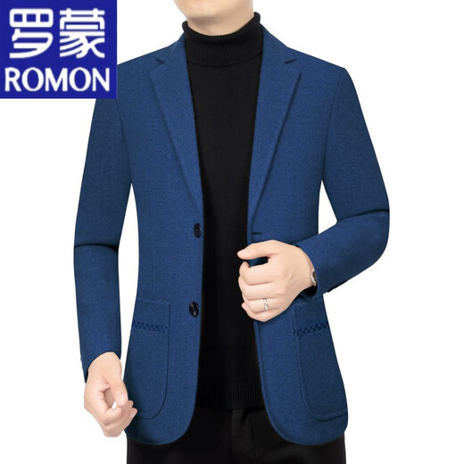 ROMON woolen suit jacket for middle-aged men 2023 autumn and winter new men's formal fit casual suit black 170/M recommended 95-120Jin Jin equals 0.5 kg