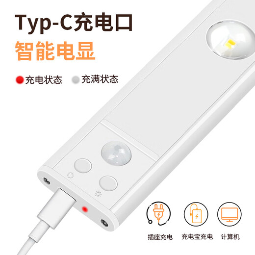 ZT (ZT) human body sensor lamp with smart wine cabinet, one lamp, three-color entrance sensor lamp, wireless LED rechargeable cat eye lamp, 30CM, always on + human body sensor + dimming color