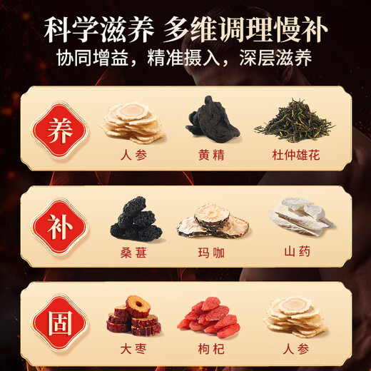 Tongrentang Ginseng Five Treasure Tea Polygonatum Maca Eucommia Maca Flower Tea Men's Wolfberry Men's Tea 160g/box
