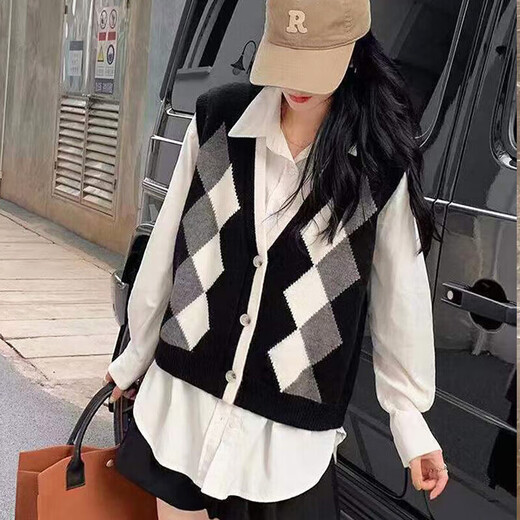 Pincai retro knitted vest women's sweater versatile vest vest vest small V-neck PW27ZQ3