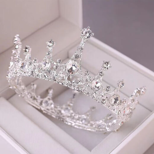 Bai Qixin crown tiara full circle birthday headband children's crystal crown performance coming of age ceremony proposal and certificate headdress color-full circle