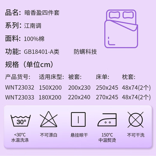 VIP Knitted Cotton A Class A Anti-mites Bed Four-Piece Set Pure Cotton 100% Cotton Bedding Kit Bedding Set Bed Sheet Quilt Cover Pillow Cover [An Xiangying Four-Piece Set] 1.5-1.8 meters bed [Quilt Cover 200*230cm]