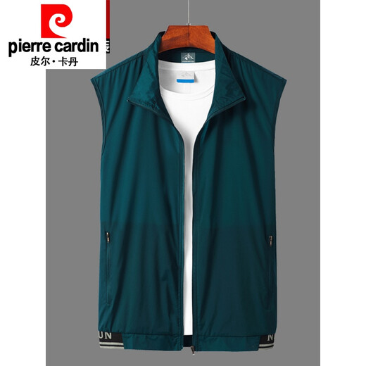 皮尔卡丹（pierre cardin）夏季薄款马甲男士马夹夏天户外速干皮肤衣透气背心坎肩衣外套 806防 晒马甲-牛仔兰 2XL