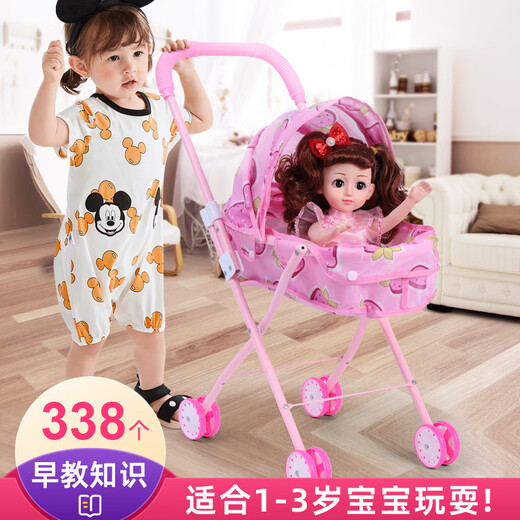 Lemy Bear Kinderimpfmaschinenspielzeug Spielzeug Baby spielen Haus 3 Kinderwagen mit Puppen 2-5-6 Jahre Mädchen Geschenke Belle Prinzessin Trolley + Oberste Geschenktüte