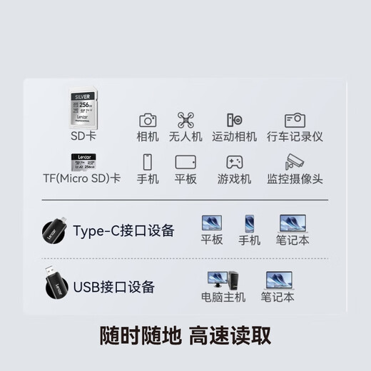 Lexar SD/TF card two-in-one multi-function card reader Huawei mobile phone computer iPad card reader TF/SD two-in-one dual interface card reader (RW310X)