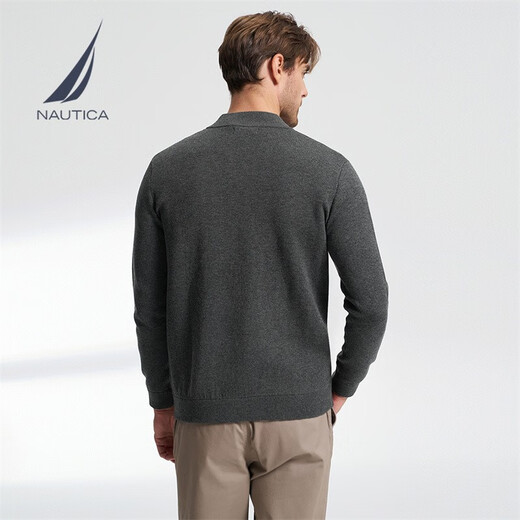 NAUTICA shopping mall same style men's spring and summer style wide cotton wool blended sweater cardigan for men SO3305 dark floral gray 0MR L