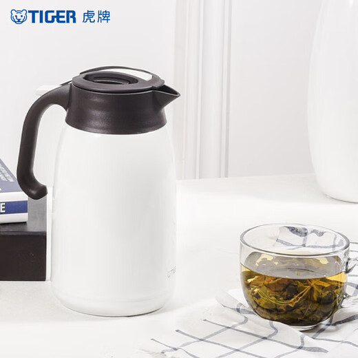 TIGER Stainless Steel Portable Thermos Vacuum Insulated Kettle PWM-A16C-CA Pearl White 1.6L