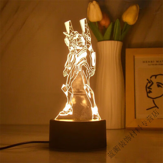 美克杰动漫led小夜灯新世纪福音战士明日香凌波丽周边七彩灯光氛围灯 黑色底座16色 充电款 677 凌波丽