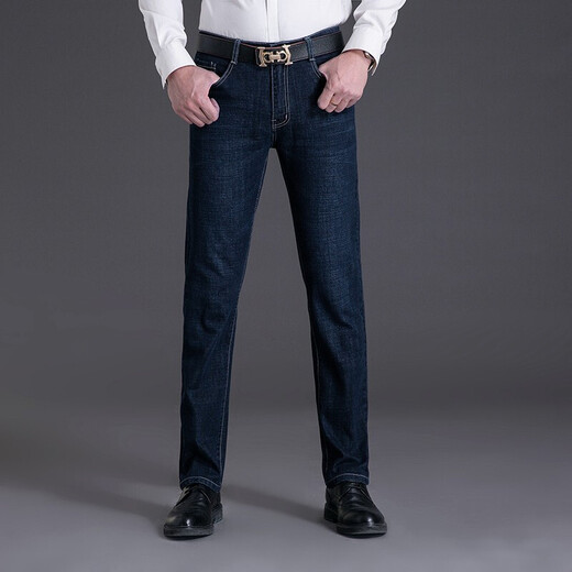 
Old man's head jeans men's summer thin loose straight wash high waist business casual young and middle-aged long pants men's trend IG3892 black 30