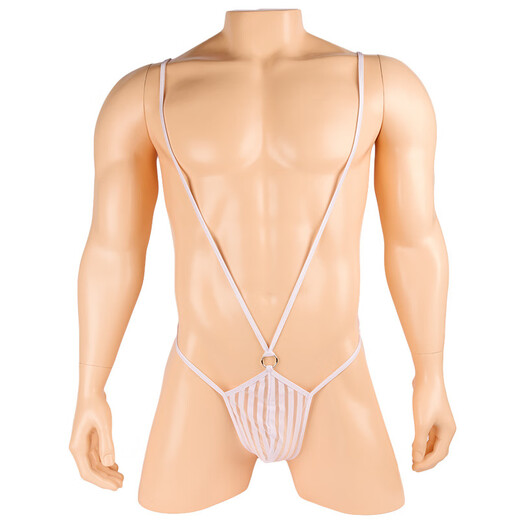 Confidential delivery of sexy underwear, perverted masturbation, fully transparent men's adult products, men's thong, white, sexy underwear, thong, men's one-piece suspenders, hoops, sexy transparent T-pants, one size fits all