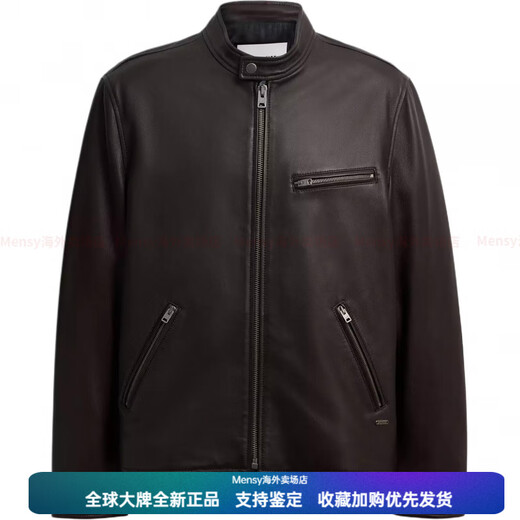 COACH FW25 Stand Collar Long Sleeve Leather Jacket Men's New Year Gift Brown S