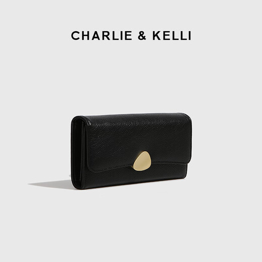 CHARLIE&KELLI CK品牌包包女包2025新款简约钱包卡包长款手拿包生日礼物送女生 黑色【京仓配送 礼盒包装】