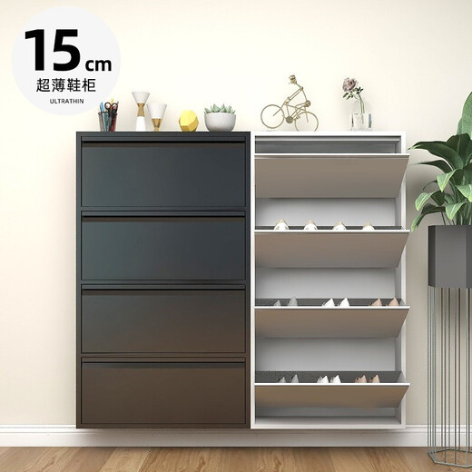 Gabinete de zapato Biwell Ultra-Dino 15 cm Corredor extremadamente estrecho Gabinete de entrada Gabinete de entrada Puerta de almacenamiento Gabinete de almacenamiento Piso integrado contra la pared 655 ancho de cuatro capas de cuatro capas