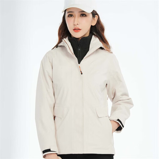 
BRELRMON Korean version of windproof jacket for women and men, outdoor coldproof three-in-one warm and removable ski mountaineering jacket jacket HS12805 m white-women M