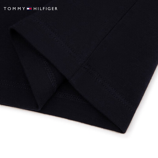TOMMY HILFIGER童装男休闲简约字母刺绣圆领内搭打底衫长袖T恤TH2412015 藏青色654 150 M/150cm