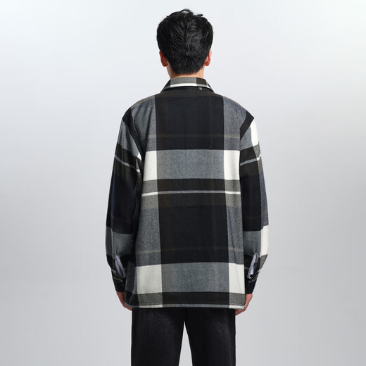 HLA海澜之家长袖衬衫男冬季宽松磨毛格子休闲衬衣男