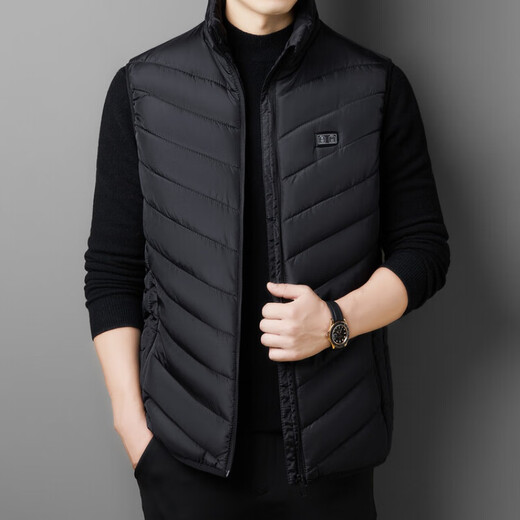 Hengyuanxiang Winter Smart Charging Heating Warm Cycling Heated Vest Graphene Electric Heating Temperature Control Stand-up Collar Men's Vest to Make Up for the Difference Upgraded Dual Control Equipped with 20,000 Battery Plus Velvet 2XL