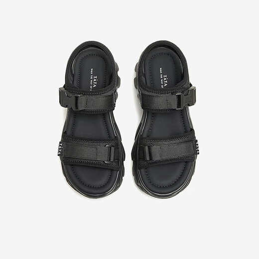Tata casual sandalias de suela gruesas zapatos para mujeres de moda sandalias de playa suaves de estilo verano WL701BL4 Negro 36