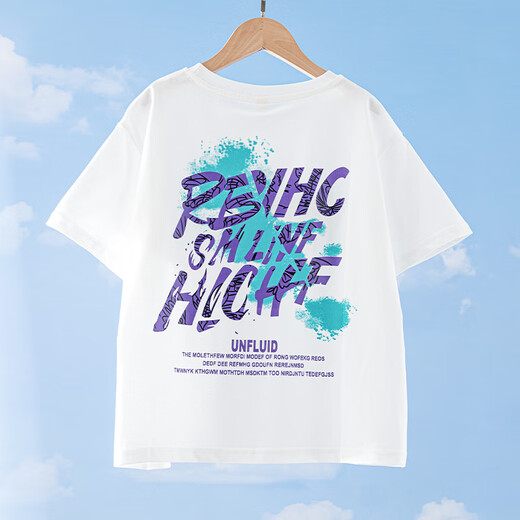 
Pitt Pitt Girls Short Sleeve T-shirt Summer 2025 New Fashionable Half Sleeve Summer Children's White T-loose Top 9905 White 140 cm
