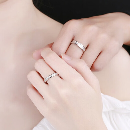 MZMZ platinum couple ring pt950 platinum pair of rings with diamonds fashionable Valentine's Day birthday gift for girlfriend jewelry light luxury-closed ring photo here