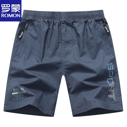 
ROMON solid color shorts men wear casual big shorts for summer sports outside, cotton, outdoor five-point pants, trendy beach pants 9227 dark blue 3XL 175-210Jin[Jin equals 0.5 kg]
