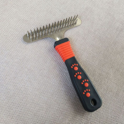 Jiajiemei Dog Comb Golden Retriever Teddy Combing Artifact Pet Dog Hair Brush Bath Brush Large Dog Hair Removal Comb Double Row Needle Comb (No Gifts)