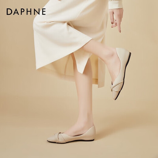 Daphne Single -Schuhe für Frauen im Sommer speicherte Zehen Temperament Flache Schuhe bequem und vielseitige Frauenschuhe 4022101132 Beige 38