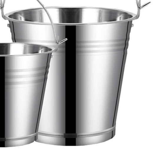 Wenstan W728 stainless steel water lifting bucket, property sanitation hotel cleaning bucket portable outdoor construction site water storage bucket car wash bucket No magnetic thickened bucket without cover 10L