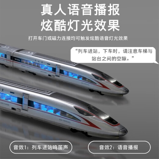 元气灵力儿童电动遥控高铁火车玩具复兴号合金模型高速列车动车玩具车男孩 电动双节复兴号 【送电池+轨道贴