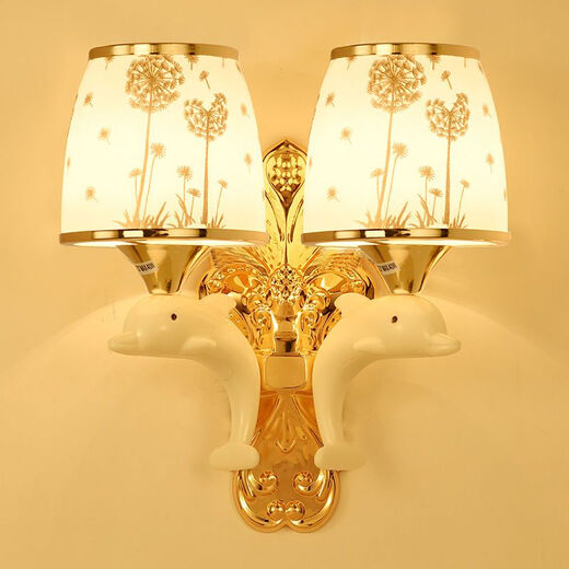 Yaotian remote control dimming wall lamp bedroom bedside lamp LED living room wall lamp hotel hotel stair corridor aisle lamp BD051-double head-cloth cover led warm light three-stop dimming