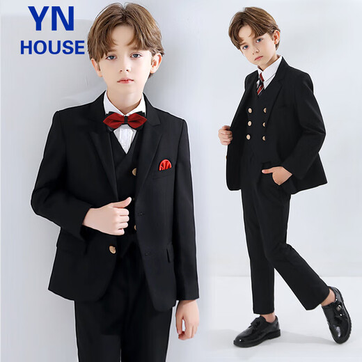 Traje de rendimiento de traje de rendimiento para niños yinuOfang Traje anfitrión de un traje negro 160